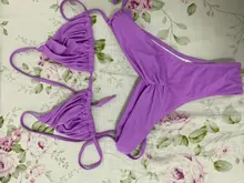 Miyouj-Bikinis con micropliegues para mujer, traje de baño Sexy, conjunto de Bikini de corte alto, bañador blanco con cordón, novedad