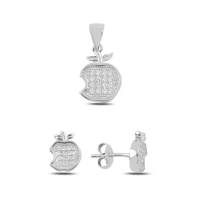

Silver 925 Sterling Zircon Apple Earrings & Pendant Set