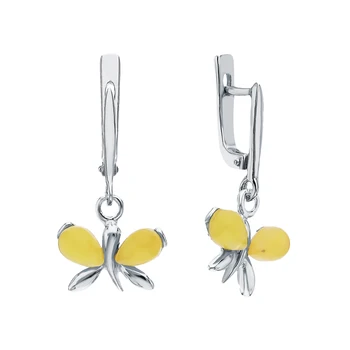 

Silver earrings with amber sunlight