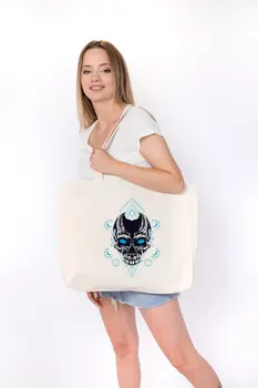 

Angemiel Bag Big Skull And Crossbones Motifs Shopping Beach Tote Bag