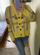 Sweaters Cardigans Checkered Plaid Colorfaith Korean Fashionable Women's Knitwears Buttons