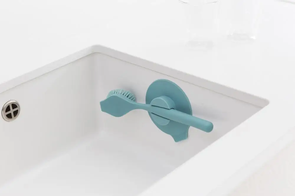 Щетка для мытья посуды Brabantia &quotSink Side&quot с держателем на присоске мятная