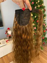 Wigs Hair-Extensions Hairpiece-Wrap Clip Blonde-Hair Long-Ponytail Brown Wavy Black Synthetic