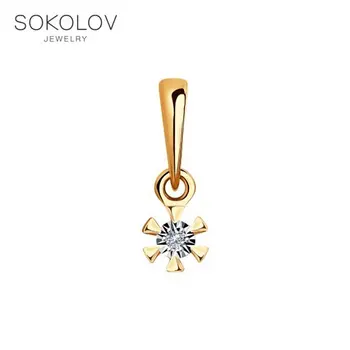 

Pendant SOKOLOV mixed gold with Diamond fashion jewelry 585 women's male, pendants for neck women