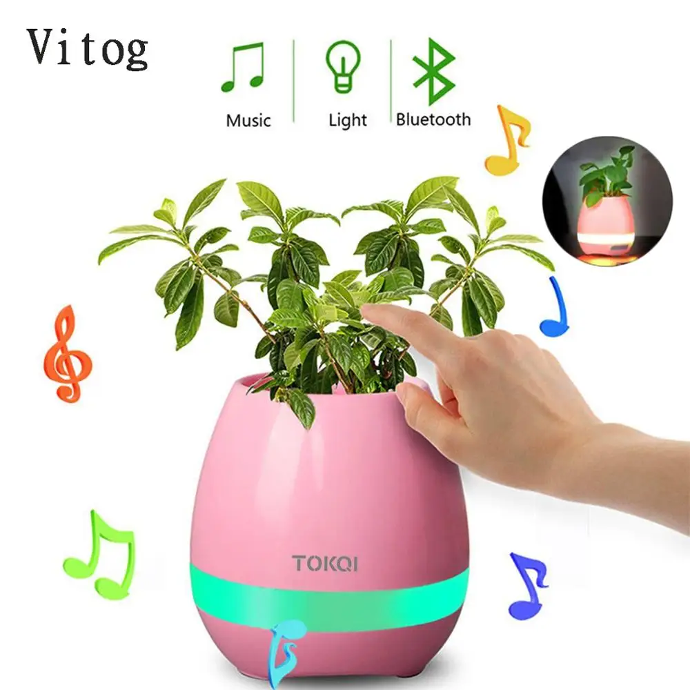 

Night Light Home Smart Flower Pot Speaker Portable Waterproof Wireless Bluetooth Speaker Simple Design Style for Office Use