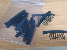Peine peluca para hacer pelucas con Clip, extensiones de cabello humano con 7 dientes, pinzas de Metal, buena calidad, 12 Uds. Por lote