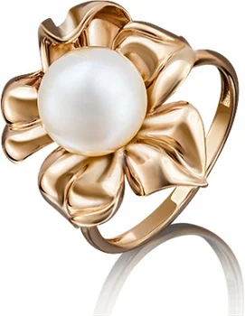 

Yuz platinum flower ring with pearls in red gold