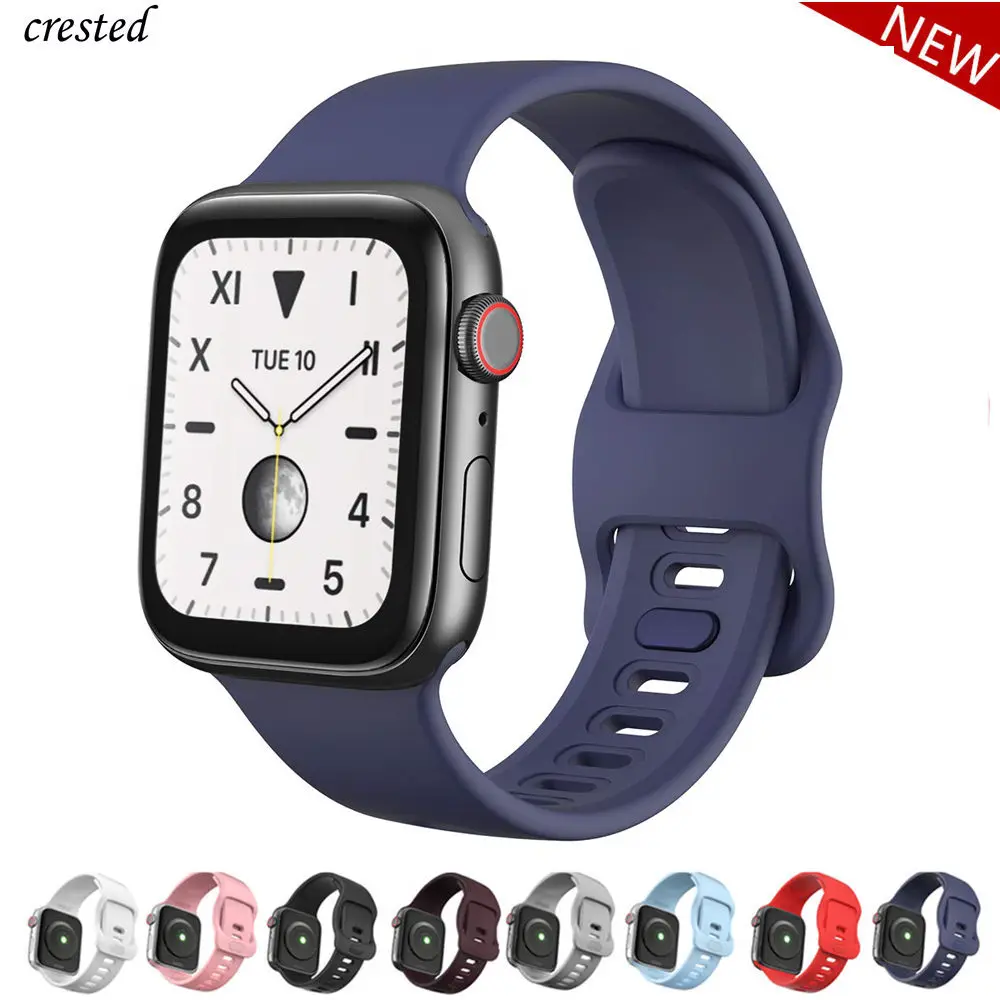 Ремешок спортивный для Apple watch band 44 мм 40 ремешок из жидкого силикона iWatch 38 42 Series 6 5 4