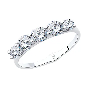 

Sokolov silver ring with cubic zirconia, fashion jewelry, 925, women's male