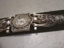 De la mujer pulsera de plata antigua pulsera reloj gris Diamante de imitación acero reloj con correa para mujer esfera redonda mujer reloj de cuarzo mujer reloj regalo