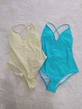 Bañador de una pieza liso para mujer, traje de baño Sexy, de corte alto Monokini, Vintage, brasileño, para playa, 2020
