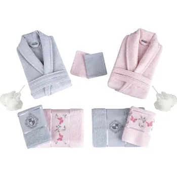 

For Home 10 Piece Cotton Bathrobe Set Powder-Gray