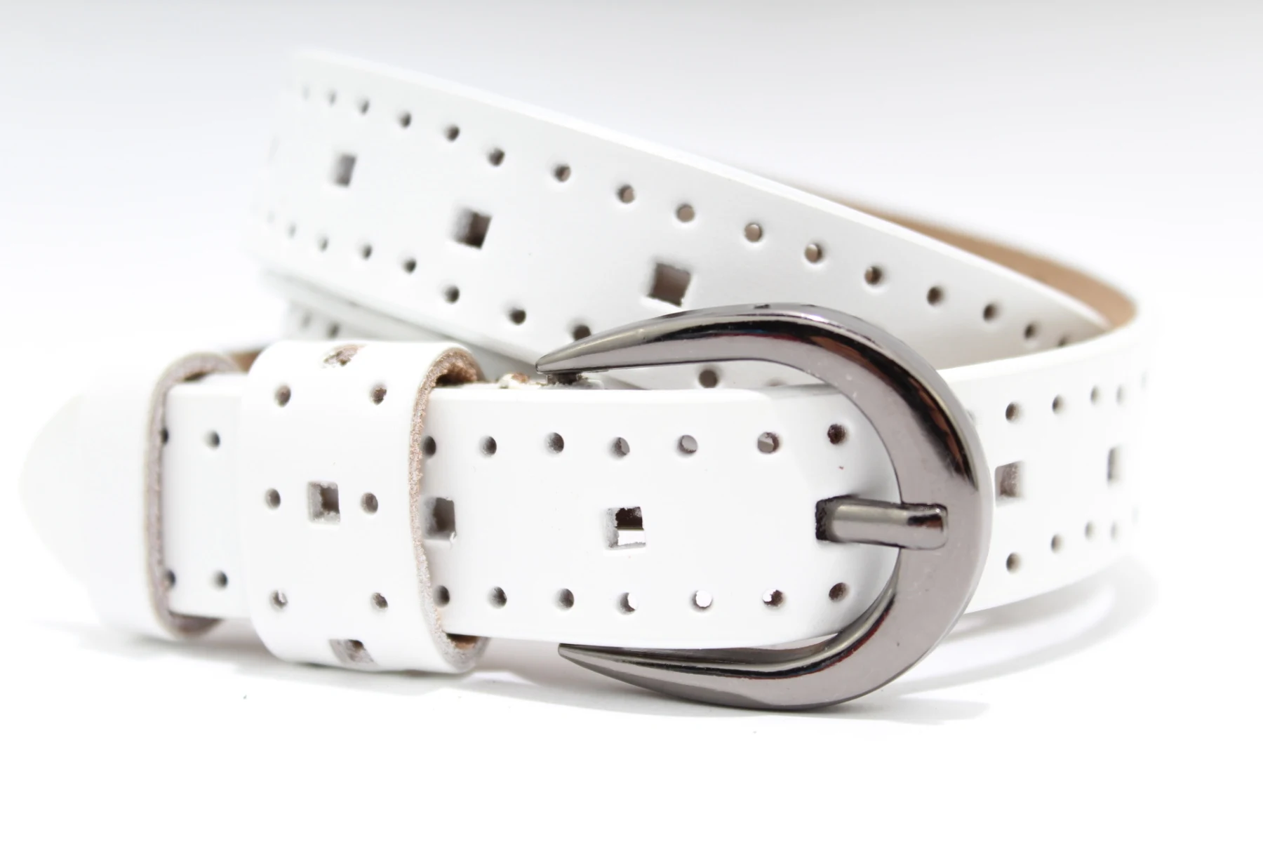 Ремень женский с перфорацией арт.1050 2 - Color: White