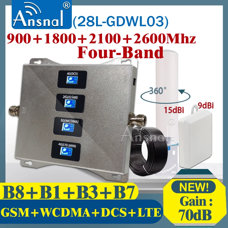 900 1800 2100 2600mhz Four-Band CellPhone Cellular Amplifier 4g Repeater GSM 2G 3G 4G Network Signal Booster GSM DCS WCDMA LTE 900 1800 2100 2600mhz Four-Band CellPhone Cellular Amplifier 4g Repeater GSM 2G 3G 4G Network Signal Booster GSM DCS WCDMA LTE
