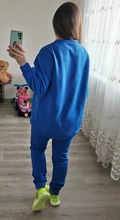Outfits Women Tracksuit Sweatpants-Set Tops Two-Piece-Set Blue Cotton And Solid MEIYANGYOUNG