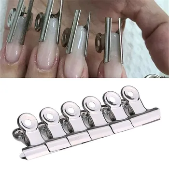 

6Pcs/set Russian C Curve Nail Extension Pinching Tool Stainless Steel Acrylic Nail Pincher Clips Fiber Glass For Nails