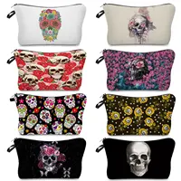 Skull Printing Makeup Bag Halloween Candy Bag Female Storage Pouch Large Cool Students Pencil Case Custom Pattern Cosmetic Bag 1