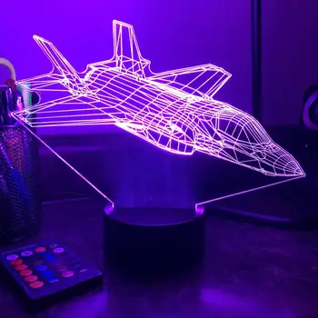 

Military F-35 Lightning II (Clean) Fighter Jet 3D Optical Illusion Night Light Creative LED Table Lamp Lampara