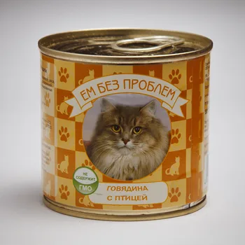 

Eat without problems canned food for cats (Pate), beef and poultry, 250g.