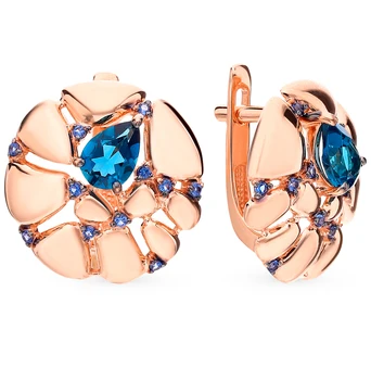 

Gold earrings with Topaz and cubic zirconia sunlight