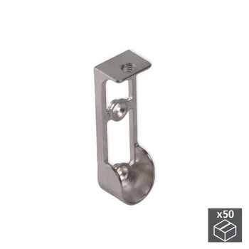 

Lot of 50 holders Emuca for hanging rod wardrobe in Zamak finish metallic gray top mount