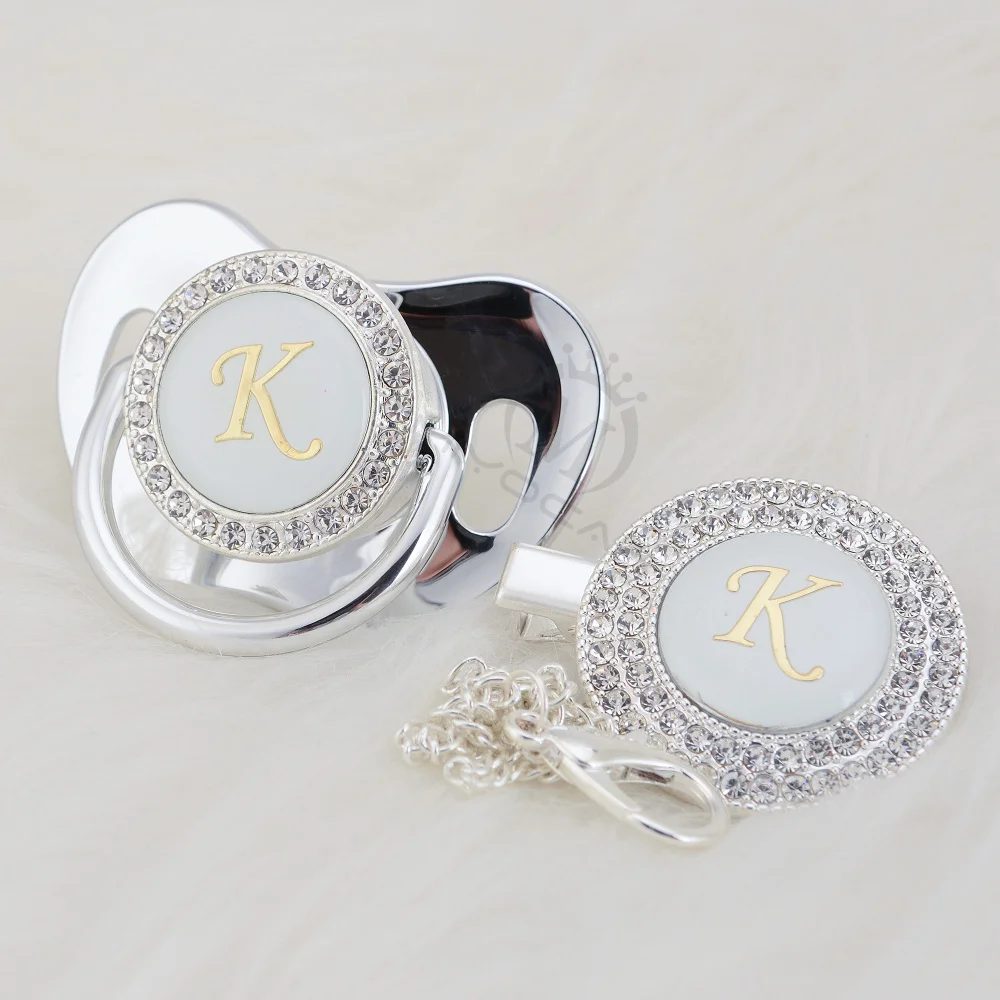 MIYOCAR серебряные инициалы буквенные K прекрасный bling соска и пустышка Клип Набор
