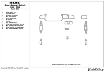 

Interior trim for Subaru Legacy Outback 2000-2004. Set L1567.