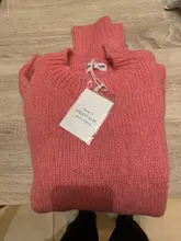 Women Sweater Outerwear Pullover Long-Sleeve Elegant Knitted Loose Pink Knitting Thick