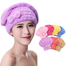 

New Women Shower Cap Microfibre Quick Hair Drying Bath Towel Spa Bowknot Wrap Towel Cap Plush Bath Hat Bathroom Accessories