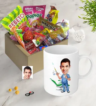 

Personalized Mr Dentist Caricature Of Nostalgic Lezzetler Mug set-4
