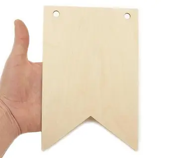 

5pcs. Wooden Bunting Pennant Flag (20cm) Shapes Craft Hanging Tag Decoration Gift Ornament With Holes 0605