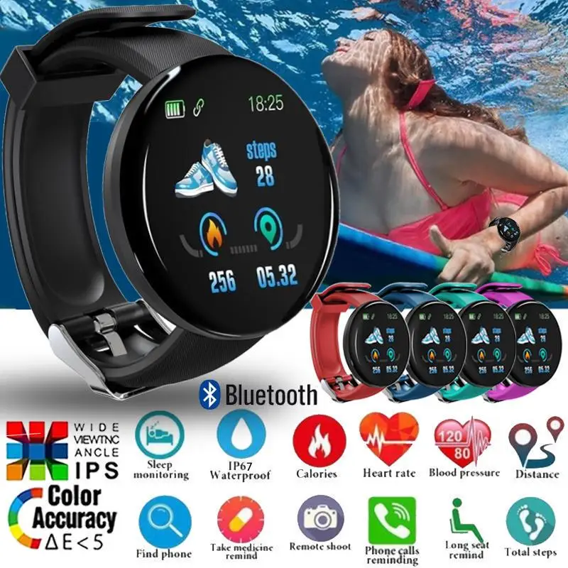 Rastreador de Fitness Monitor de Freqüência Smartver para Android Esporte Relógio Inteligente Bluetooth Banda Cardíaca Pressão Arterial D18 Ios - Image 3