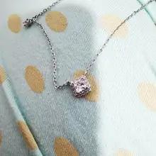 Collar con colgante de diamante cuadrado pequeño para mujer, de Plata de Ley 925, cadena Simple de clavícula brillante a la moda, joyería de boda, regalo de fiesta
