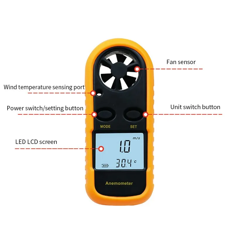 Анемометр отклика ветра 816 тестер универсальный для скорость ветра, температура ЖК-дисплей с подсветкой термометр NTC