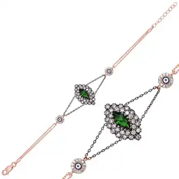 

Merve Silver Green Cubic Zirconia Authentic Womens Bracelet