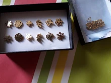 LUXUKISSKIDS 6 par/bolsa pendientes de botón pendientes de acero inoxidable, pendientes para las mujeres conjunto de joyería de moda de oro negro pendiente para hombres brincos