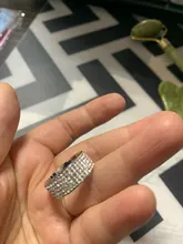 Chanfar 5 filas de cristal anillo de acero inoxidable de las mujeres elegante dedo lleno de amor Anillos de Compromiso de boda de los hombres