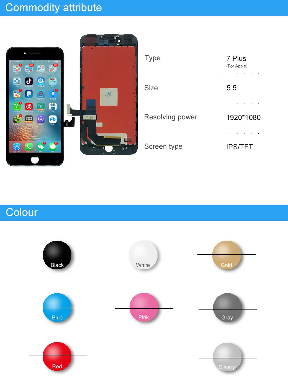 10 шт Lcd полный для iPhone 7 Plus Lcd дисплей кодирующий преобразователь сенсорного экрана в сборе для iPhone 7 Plus Lcd экран DHL