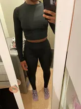 Kliou chándal de moda mujer cuello de tortuga completa top corto sin mangas + leggings juego elástico deportivo fitness trajes Casuales