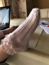 Calcetines de algodón para niña, calcetín de malla, blanco, elástico, con flores, volantes, Princesa, para Primavera, 3 pares