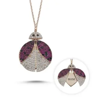 

Soufeel Pink Color Ladybug Valentine Gift 925 Sterling Silver Name Necklace