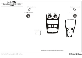 

Interior lining for Dacia Sandero 2008-2012. Set L2224.
