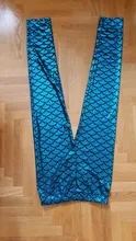Mallas de estiramiento fino con estampado a escala de pescado para mujer, pantalones brillantes con dibujo de sirena