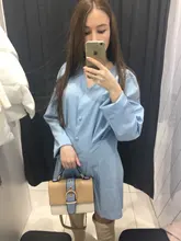 Mini Dress Short V-Neck A-Line Long-Sleeve Office Casual-Button Sexy Elegant Women Solid