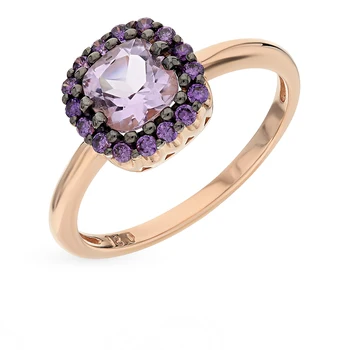

Gold ring with amethyst and cubic zirconia sunlight sample 585