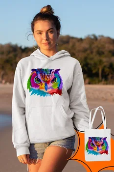 

Angemiel Wear Owl Female White Women 'S Hooded Sweatshirt Bags Kombin