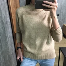 Sweater Pullovers Mock-Neck Beige Purple Winter Green 8-Colors High-Quality Women C-232