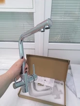 Frap de la cocina cromo grifo del fregadero de rotación de 360 grados de purificación de agua cuenta con tres vías de agua caliente y fría mezclador F4352