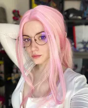 Yomagic-pelucas frontales de encaje sintético para mujer, color rosa Pastel, fiesta, fibra resistente al calor, sin pegamento, con pelo de bebé