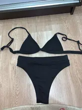 S-XL-Bikini de cintura alta para mujer, traje de baño femenino de tela especial, conjunto de Bikini de dos piezas acanalado, ropa de baño V2328
